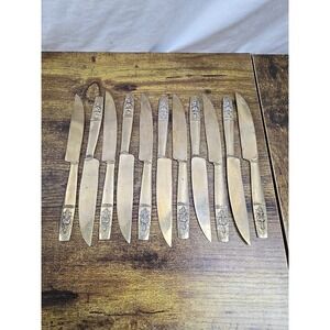11pc Vintage Brass THEPANOM Flatware Knifes , Thailand, Buddha.